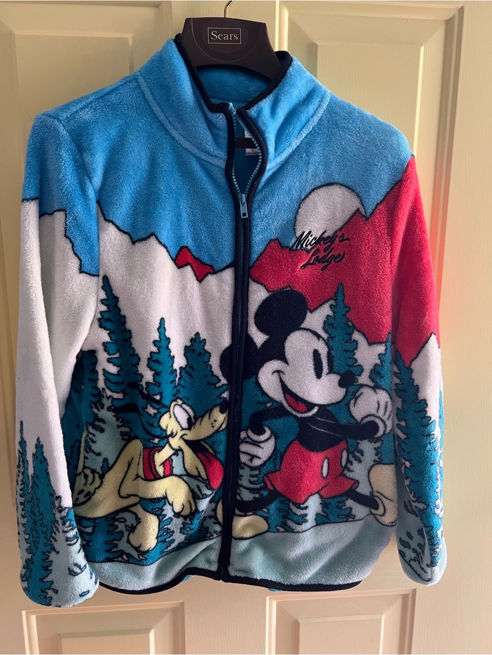 Disney Mickey’s Lodge Plush Fleece Zip Jacket Women’s Medium Mickey Mouse Pluto